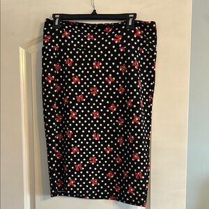 LuLaRoe Black and Red Midi Pencil Skirt for Casual Work and DISNEY Minnie Mouse